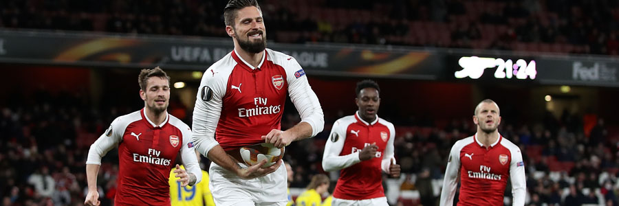 Arsenal is slight favorite at the Soccer Betting Odds for this week.